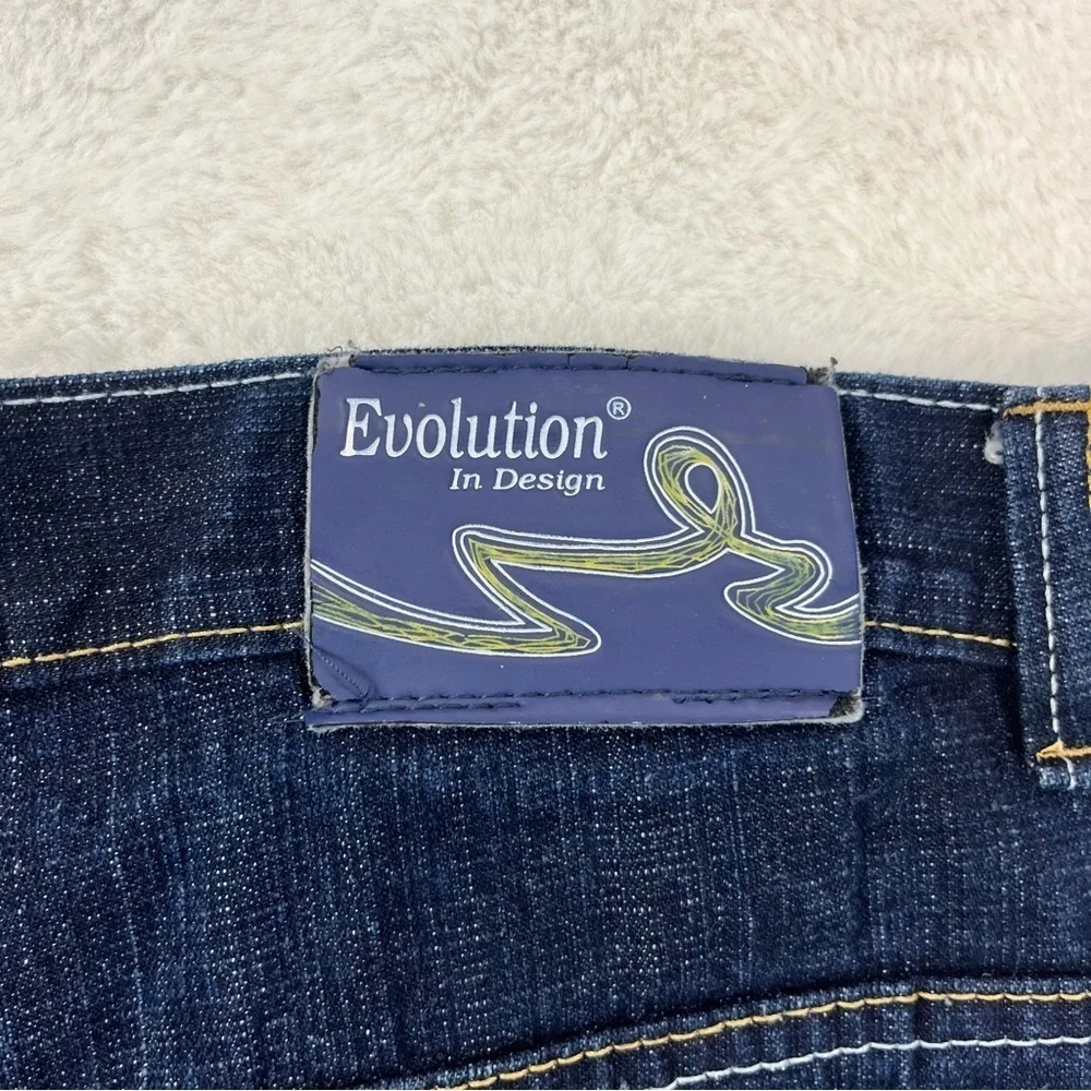 VTG EVOLUTION in Design Jeans Men 40X33 Blue Gold Pocket Embroidery Wide Leg Y2K